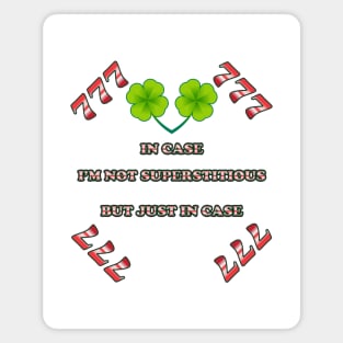 Luck and Superstition Poster - Lucky 7 and Four-Leaf Clovers - Inspirational Phrase Magnet